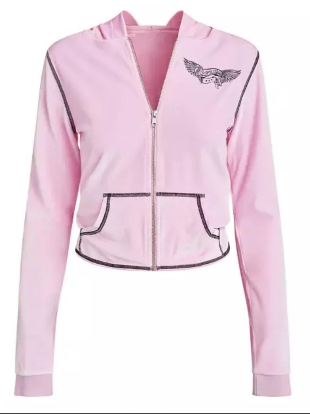 I.AM.GIA. Desna Pink/black velour zip up hoodie